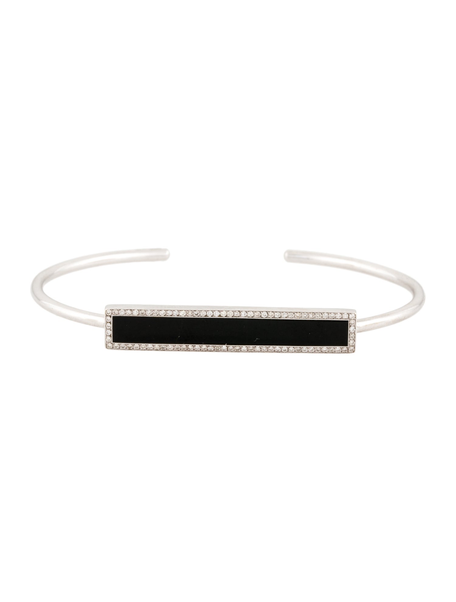 Jennifer Meyer 18K Onyx & Diamond Bar Cuff Bracelet